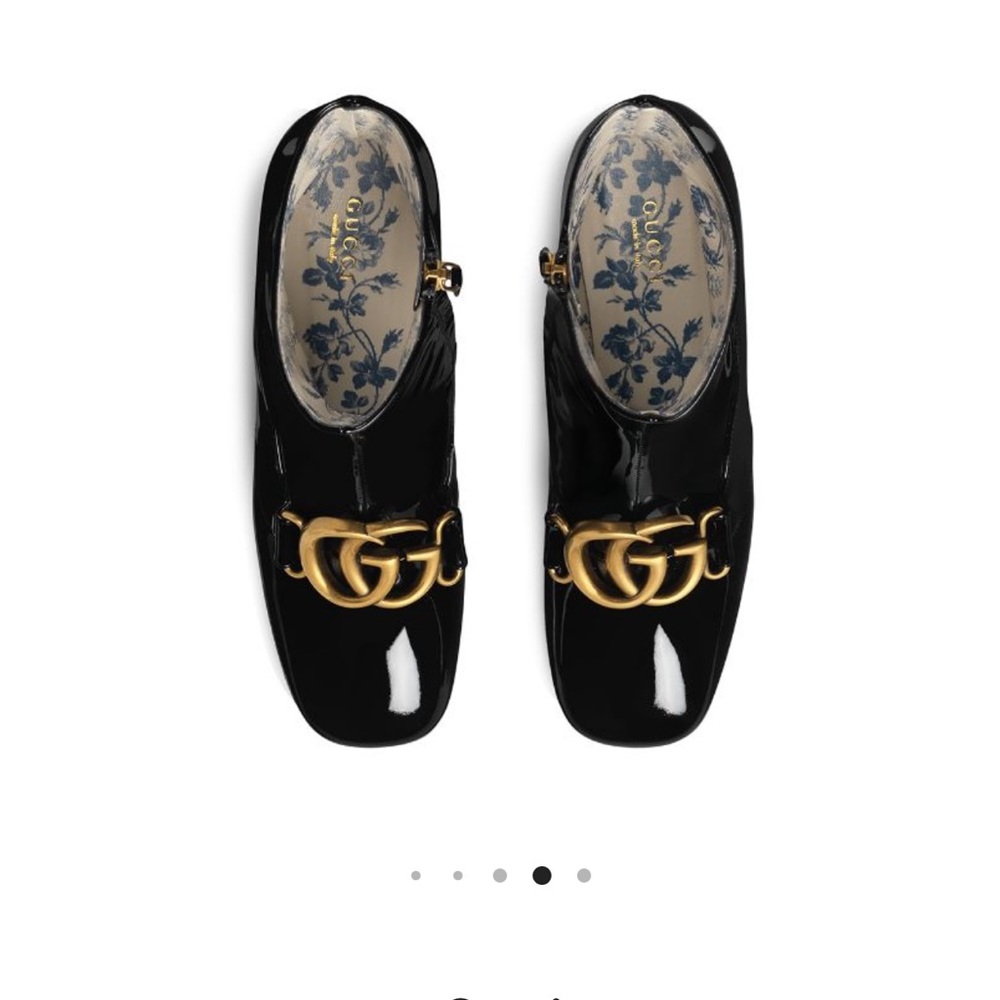 GUCCI 100% authentic,Bootie Leather Vitello Vernice, soft Nero Marmont, GG NWT - Picture 12 of 16